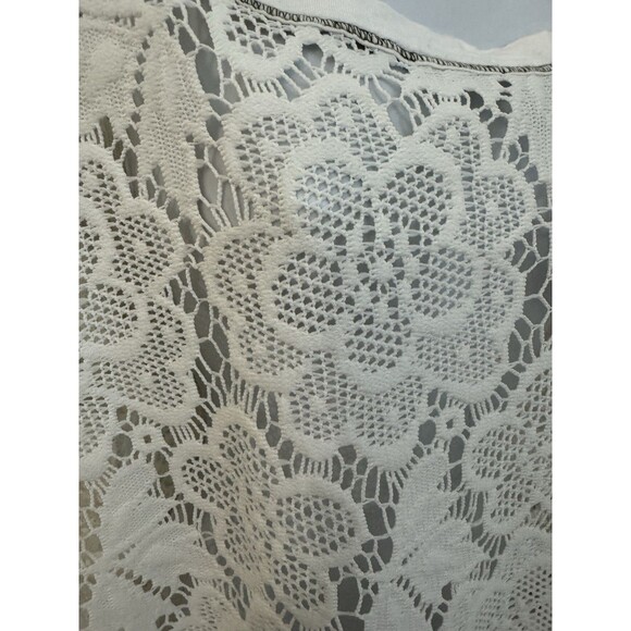 Pleione Womens Ivory Top Lace Doily Crochet Short Sleeve Blouse Size M Sheer - Picture 3 of 7